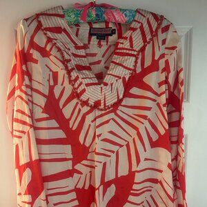 VINEYARD VINES By Shep & Ian Red & White White Long Sleeve Tunic Size L
